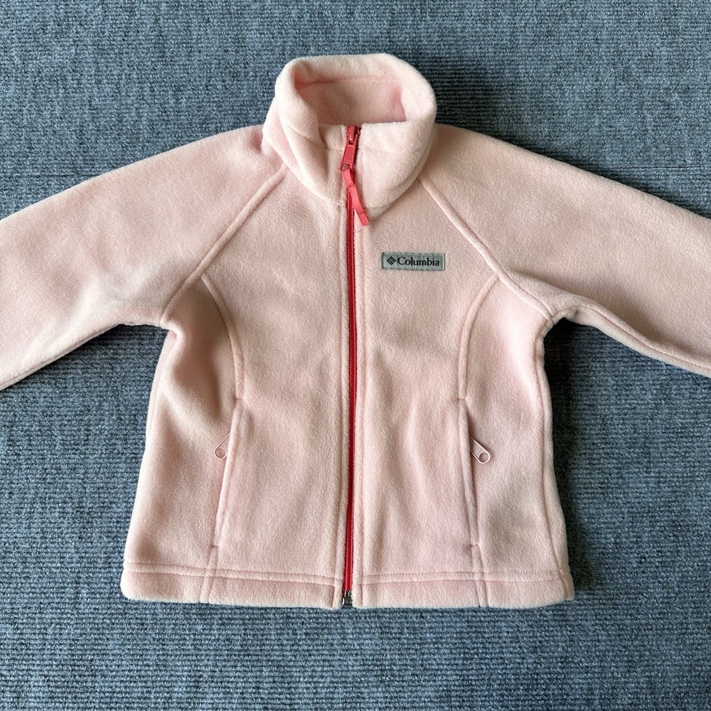 Columbia Girls XXS (4/5) Pink Fleece Jacket Full Zip Long Sleeve Pockets